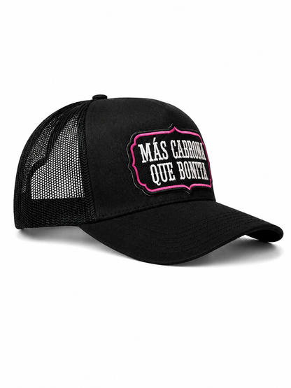 Mas Cabrona Que Bonita Patch Trucker Hat – Black & Pink