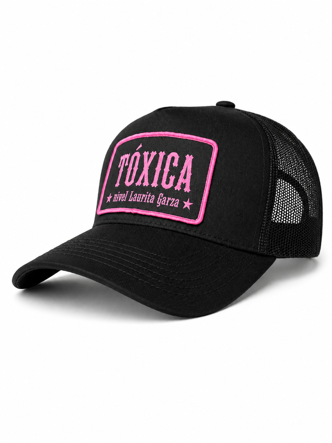 Tóxica Nivel Laurita Garza Patch Trucker Hat – Pink & Black