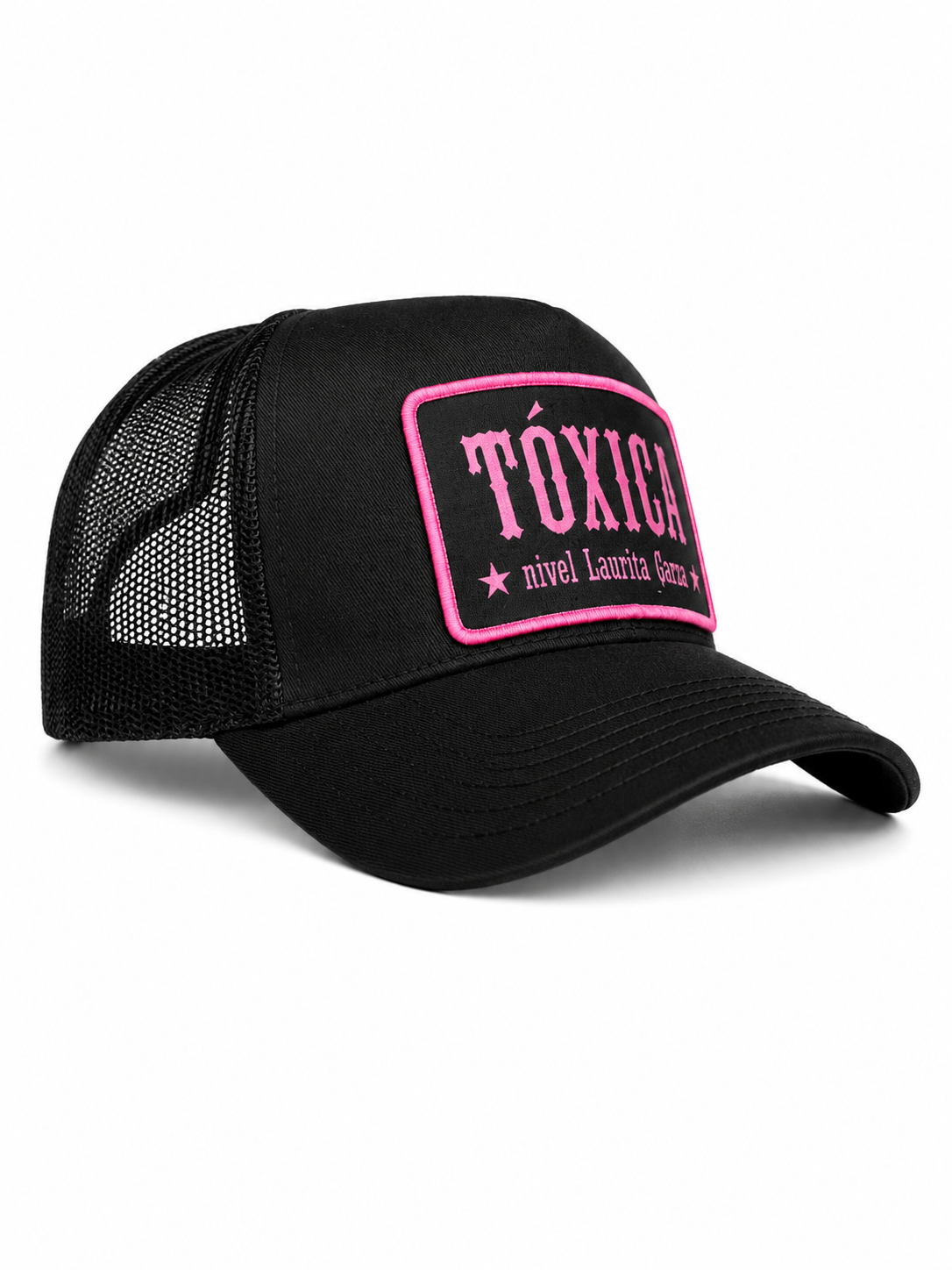 Tóxica Nivel Laurita Garza Patch Trucker Hat – Pink & Black